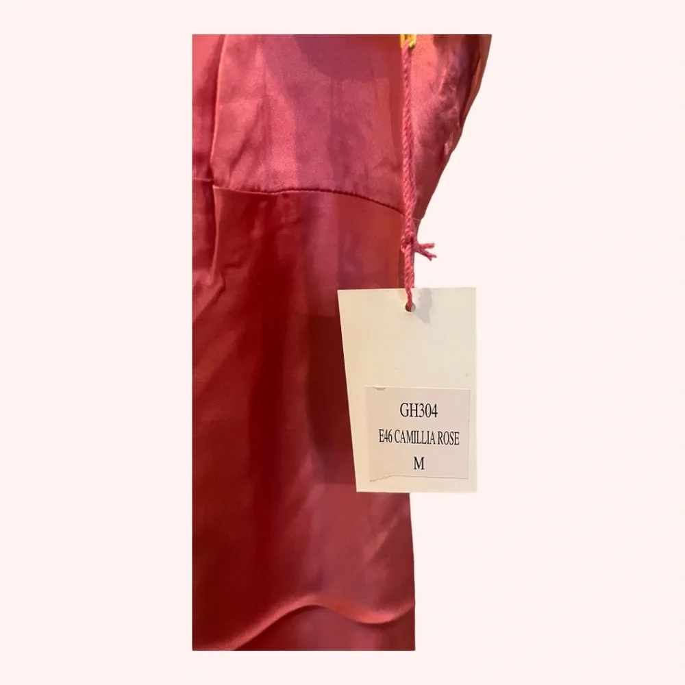 Gold Hawk 100% Silk Camilla Rose Satin Y2K 90s Green Lace Slip Dress NWT Size M - Picture 5 of 6